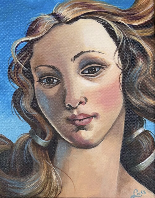 painting of woman hair blowing