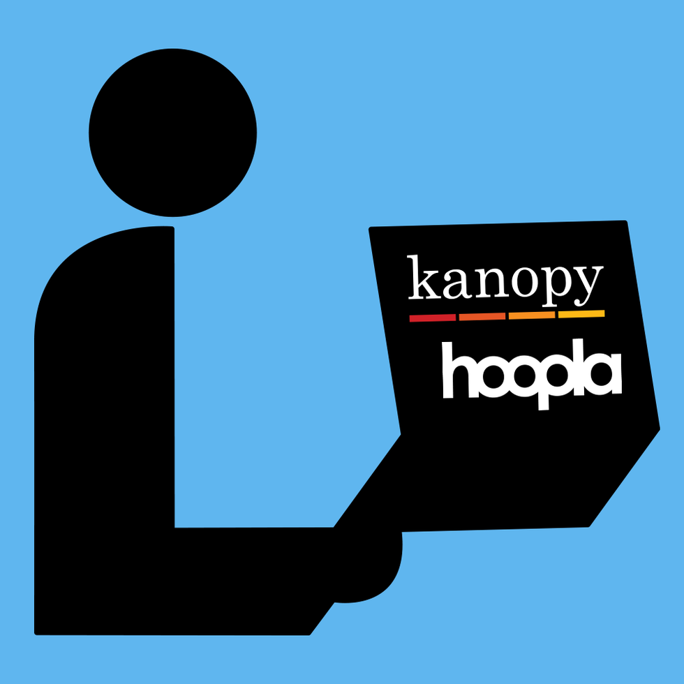 Kanopy and Hoopla Logo with Library Icon
