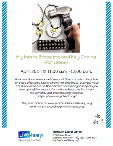 What word inspires or defines you? Stamp it into a keychain or piece of jewelry using a hammer and metal stamps. Your creation will serve as the perfect accessory to inspire you every day!