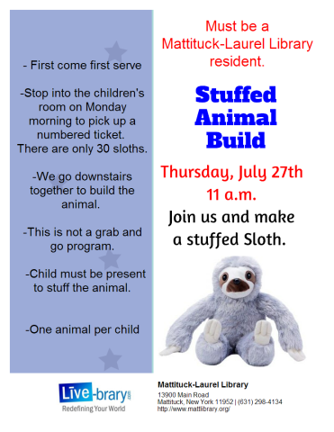 Must be a Mattituck-Laurel Library cardholder