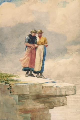 Women Looking Over a Cliff