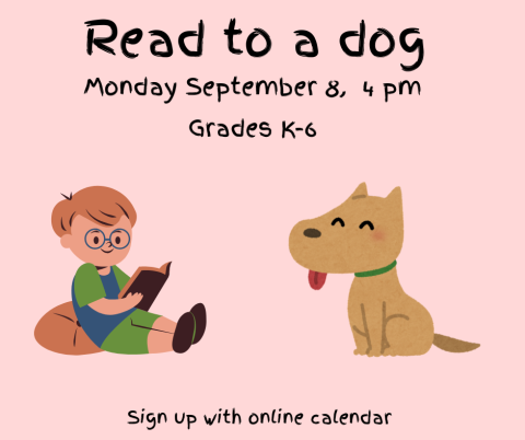 Come read to Blitzen a therapy dog