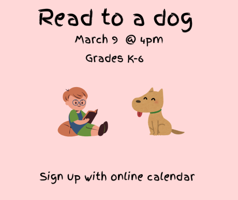 Come read to Blitzen the therapy dog
