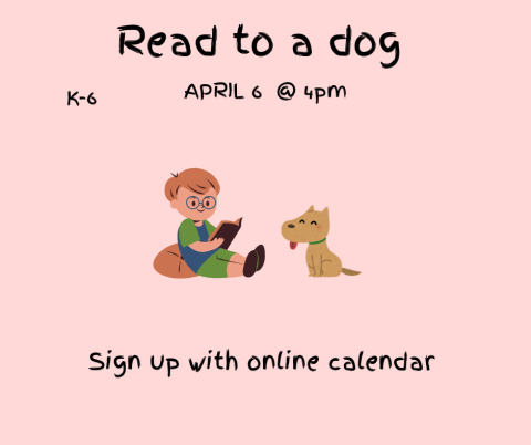 Come read to Blitzen the therapy dog