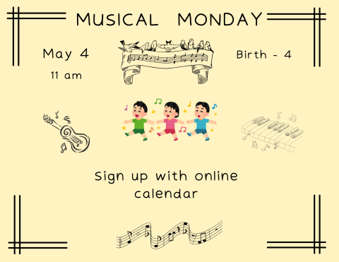 Music, singing and hands on instrument play 