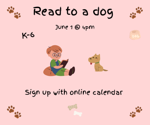 Come read a book to Blitzen the therapy dog!