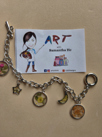 pressed flower pendant bracelet 