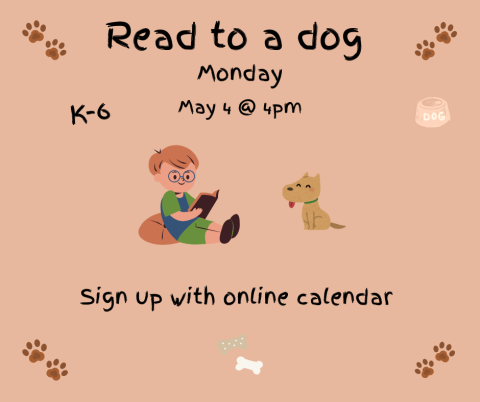 Come read a book to Blitzen the therapy dog!