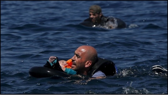 Man floating in water