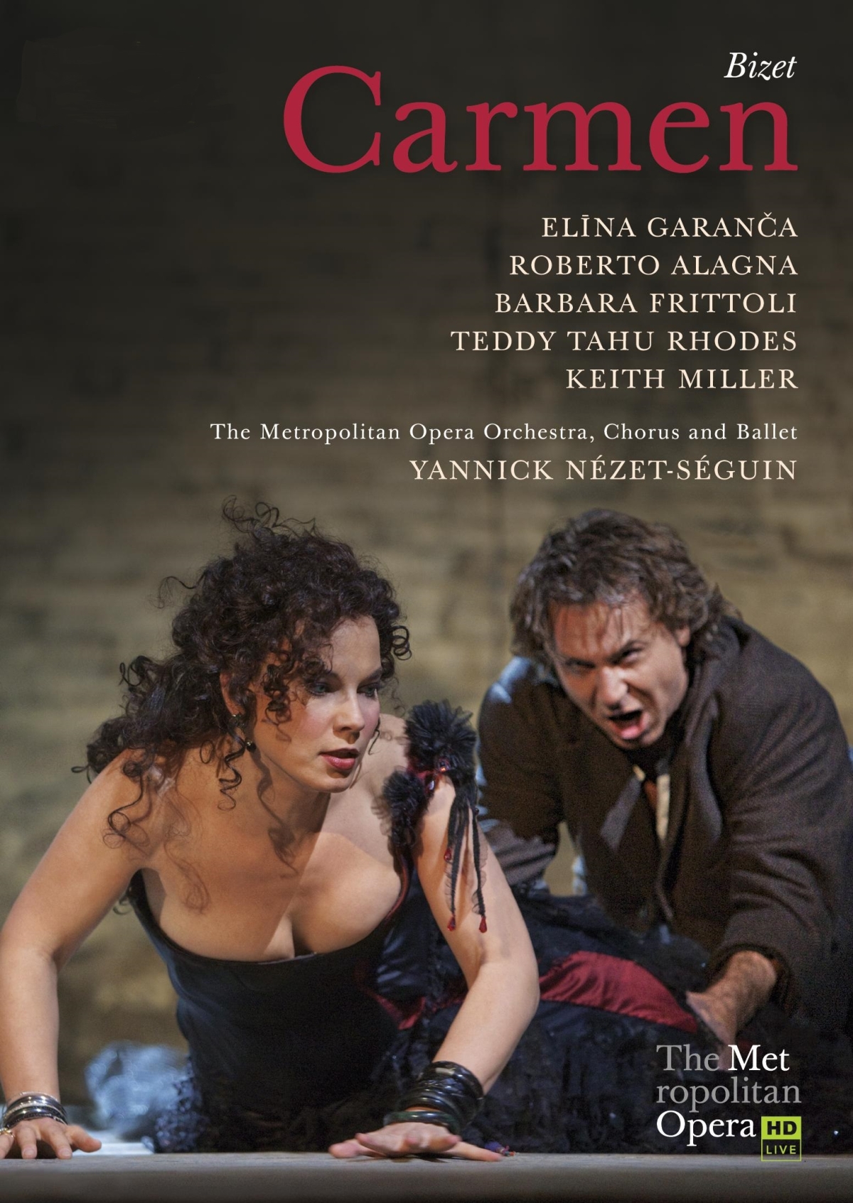 An officer pursues the gypsy Carmen as she tries to crawl away.