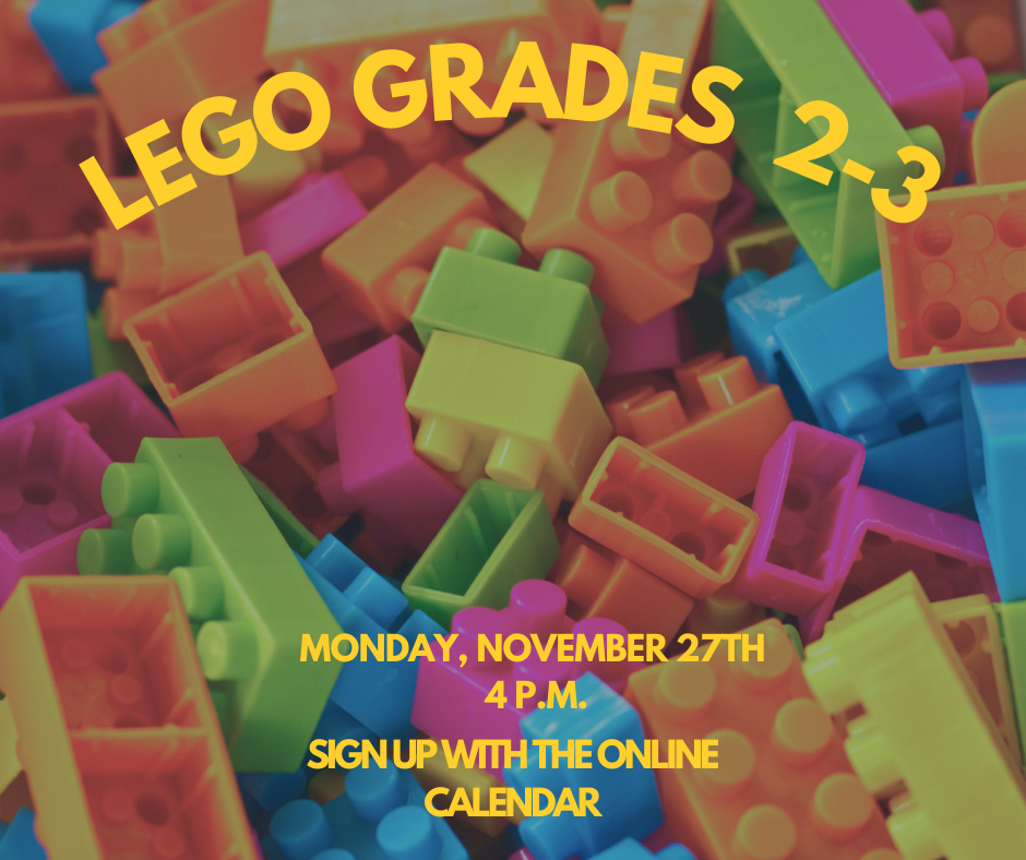 Join us and use library LEGO to create and see it displayed in the glass case!