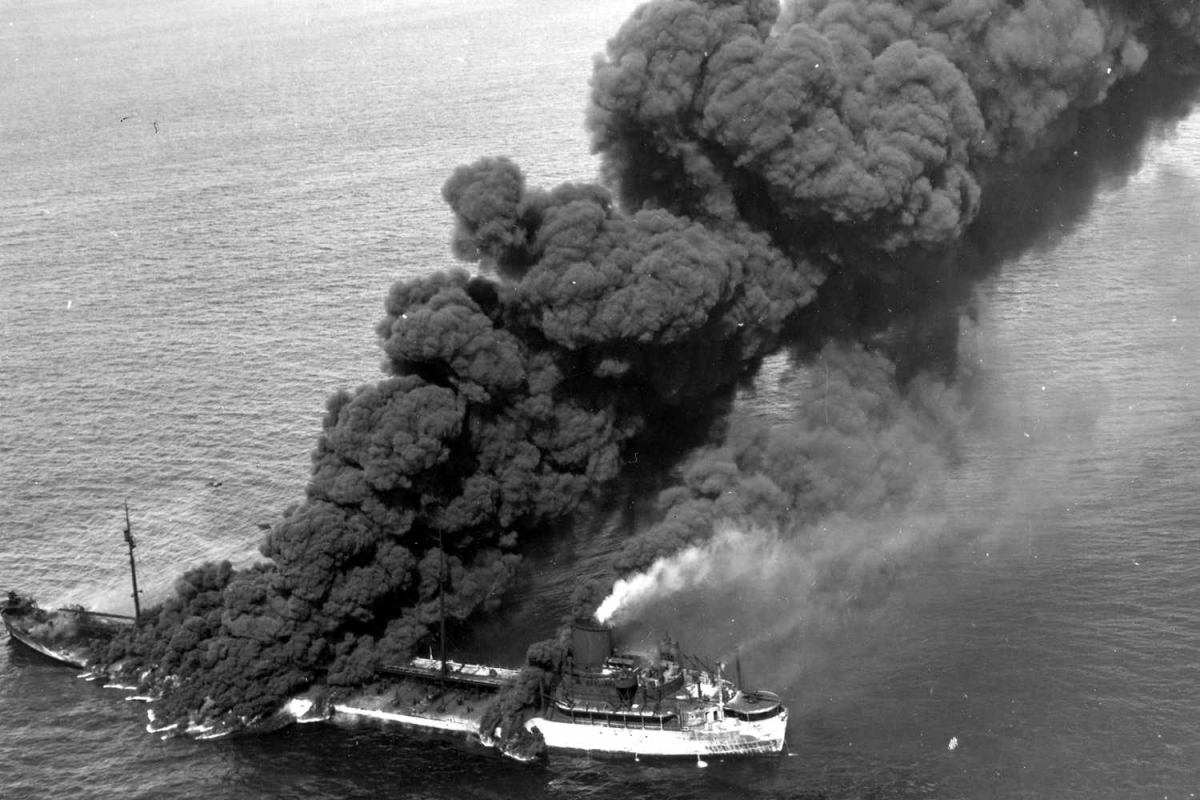 ship burning