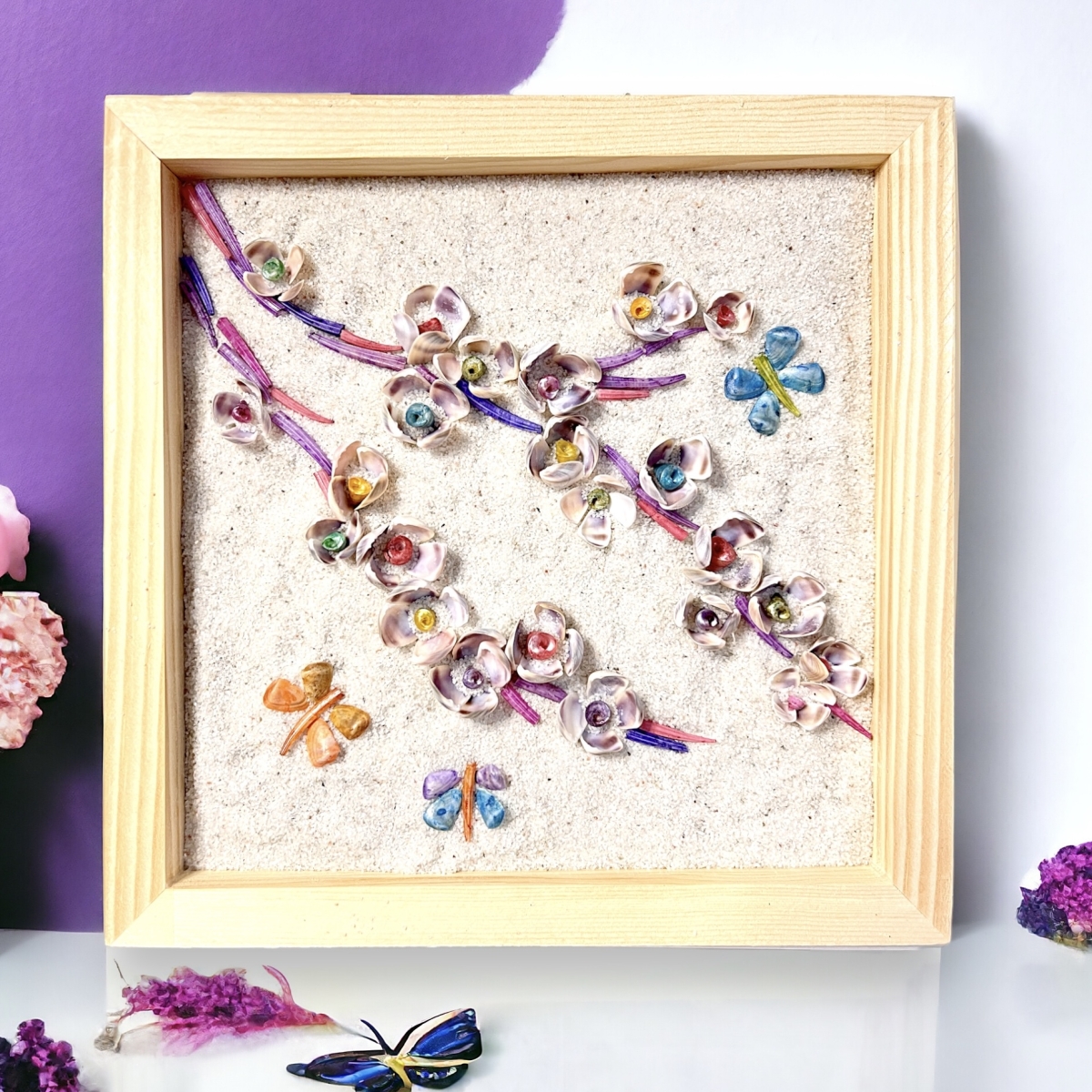 Cherry Blossom Art Made From Seashells