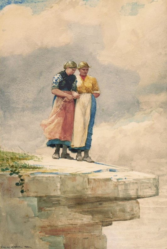 Women Looking Over a Cliff