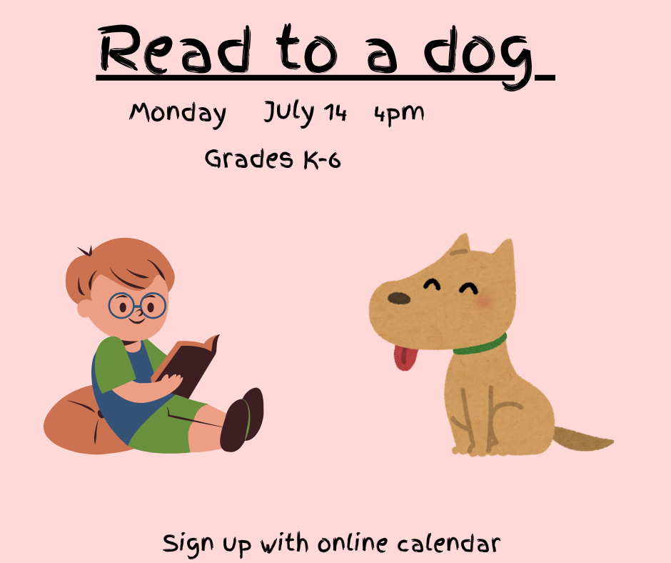 Children read to Blitzen a therapy dog