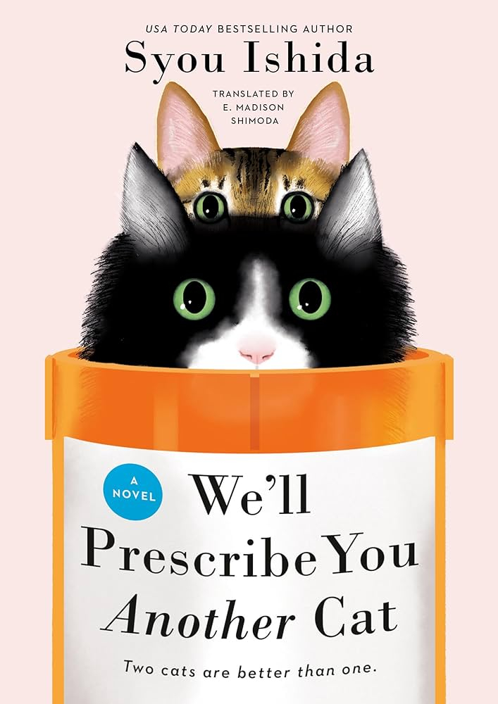 two cats popping out of a pill bottle