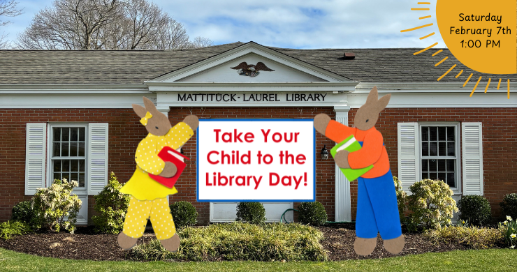 website slide image for take your child to the library day